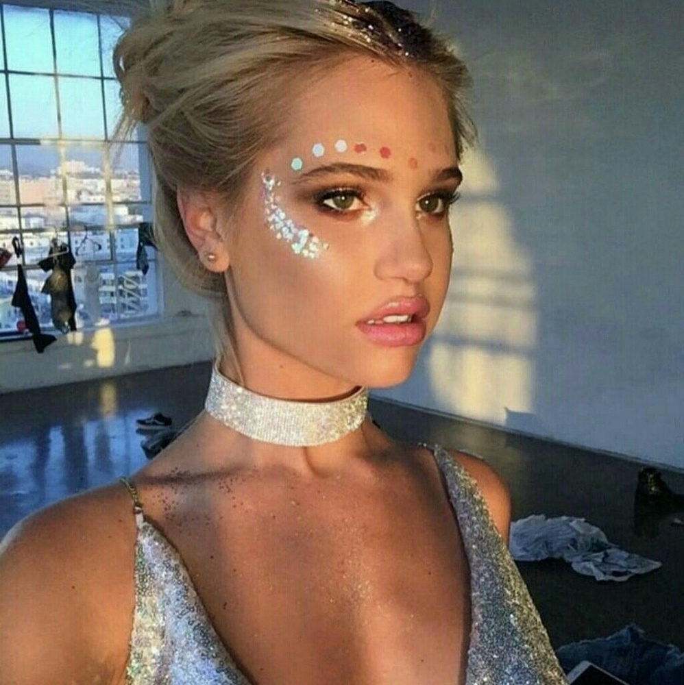 Gold temporary face tattoo
